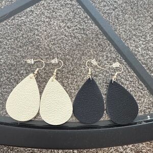 BKE Black and Cream Teardrop Earrings